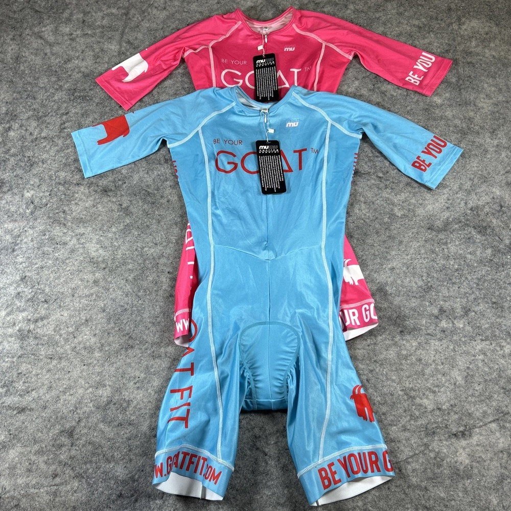 2 MUMU Be Your Goat Cycling Apparel 1-Piece Women's‎ XS Pink & Blue Padded New